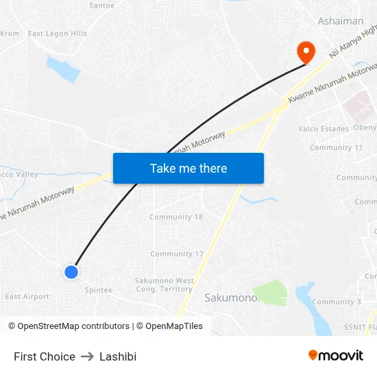 First Choice to Lashibi map