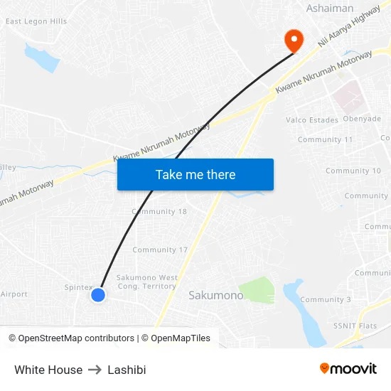White House to Lashibi map
