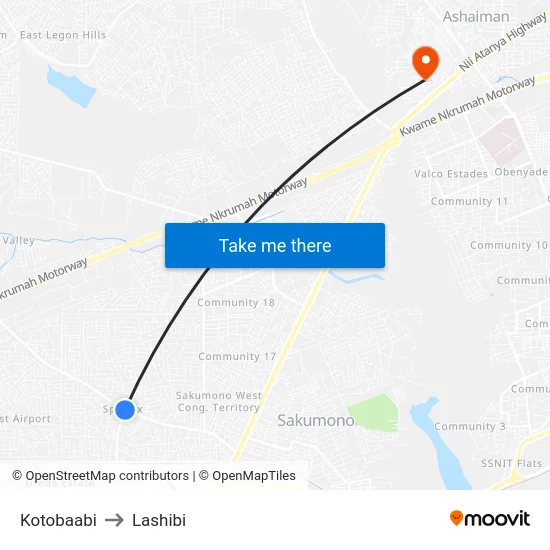 Kotobaabi to Lashibi map