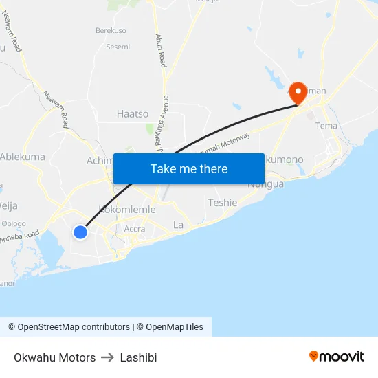 Okwahu Motors to Lashibi map