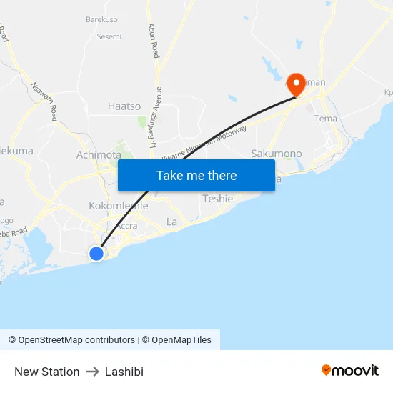 New Station to Lashibi map