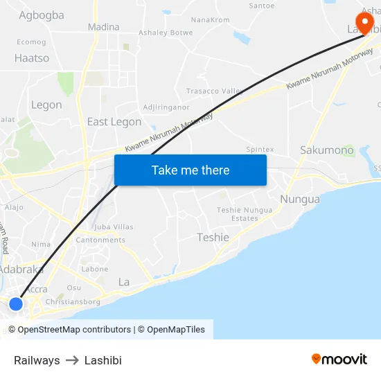 Railways to Lashibi map