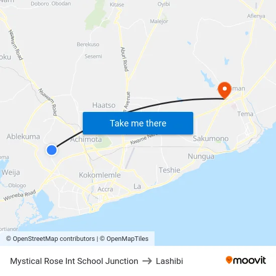 Mystical Rose Int School Junction to Lashibi map