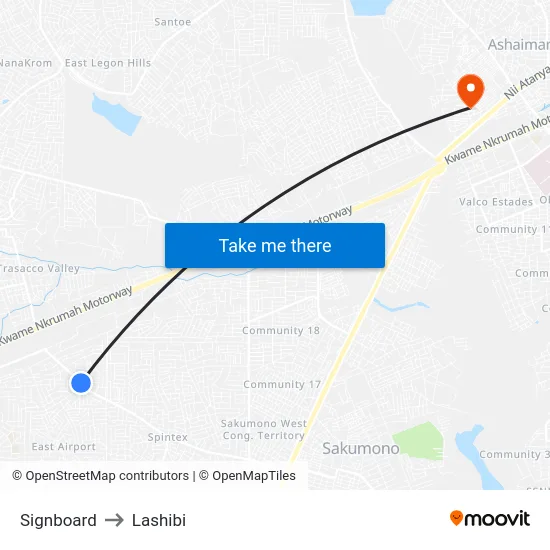 Signboard to Lashibi map