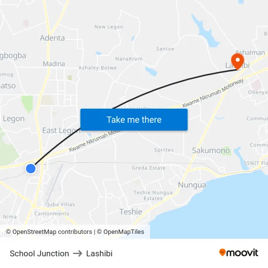 School Junction to Lashibi map
