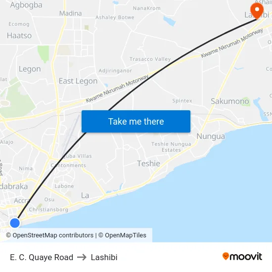 E. C. Quaye Road to Lashibi map