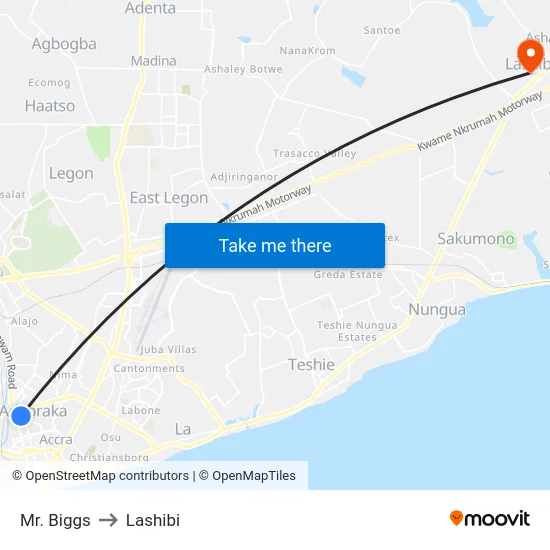 Mr. Biggs to Lashibi map