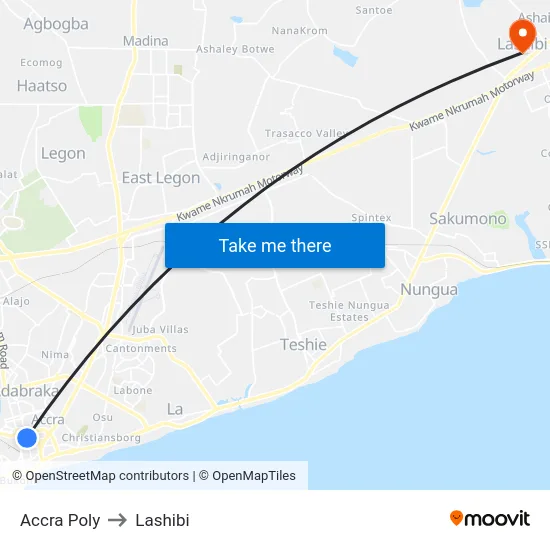 Accra Poly to Lashibi map