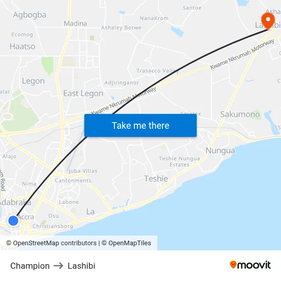 Champion to Lashibi map