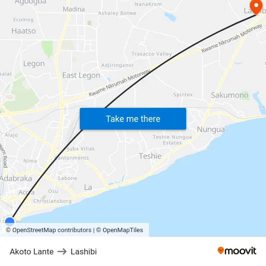 Akoto Lante to Lashibi map