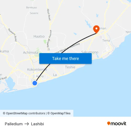 Palledium to Lashibi map