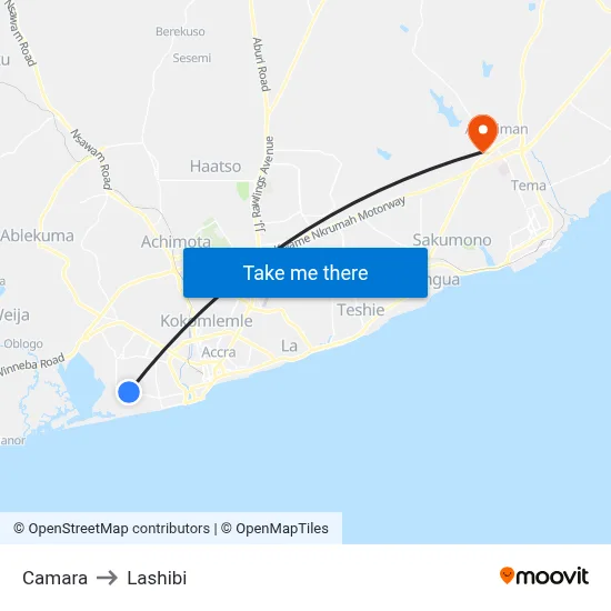 Camara to Lashibi map