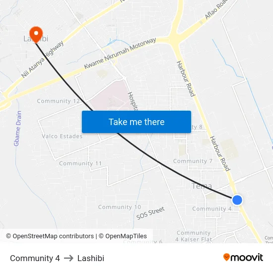 Community 4 to Lashibi map