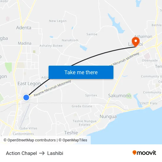Action Chapel to Lashibi map