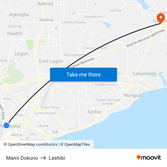 Mami Dokuno to Lashibi map