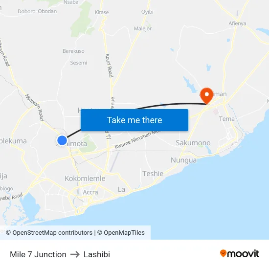 Mile 7 Junction to Lashibi map