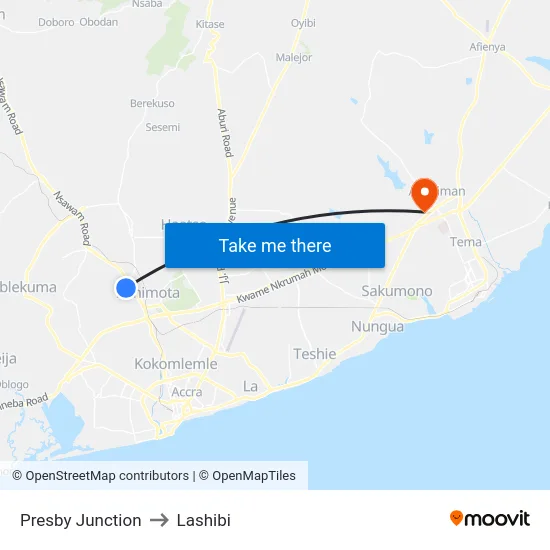 Presby Junction to Lashibi map