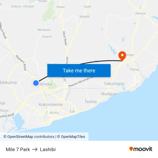 Mile 7 Park to Lashibi map