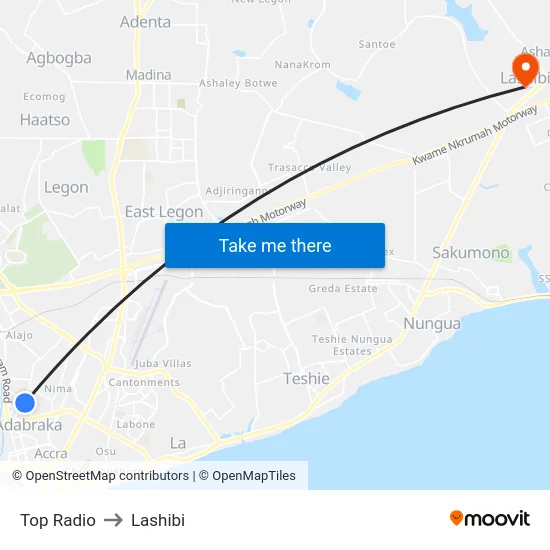 Top Radio to Lashibi map