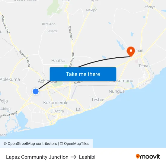 Lapaz Community Junction to Lashibi map