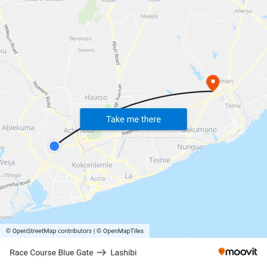Race Course Blue Gate to Lashibi map