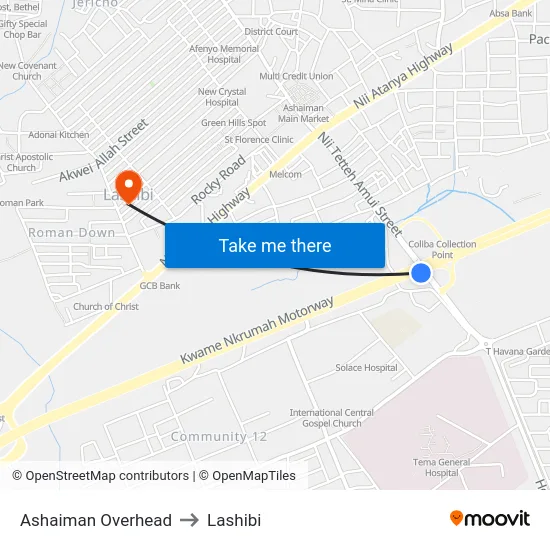 Ashaiman Overhead to Lashibi map
