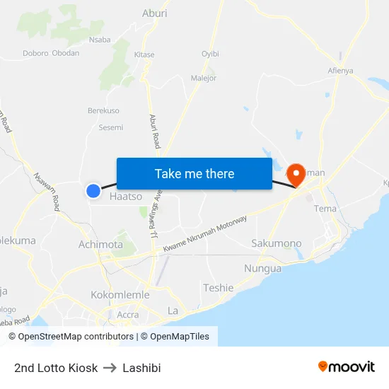2nd Lotto Kiosk to Lashibi map