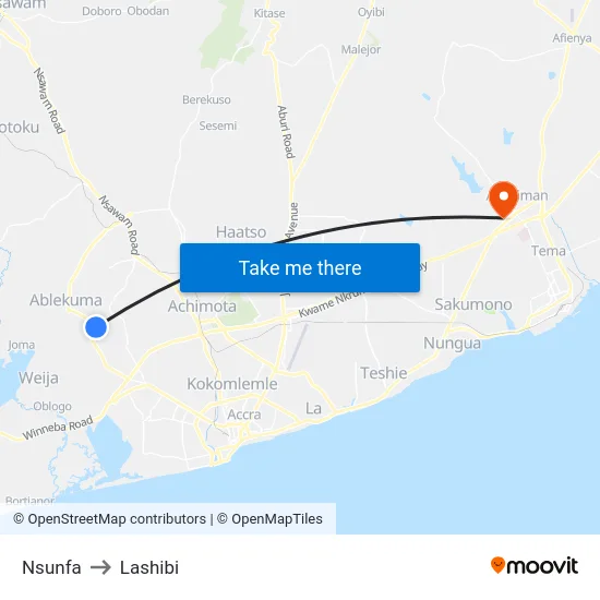 Nsunfa to Lashibi map