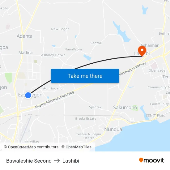 Bawaleshie Second to Lashibi map