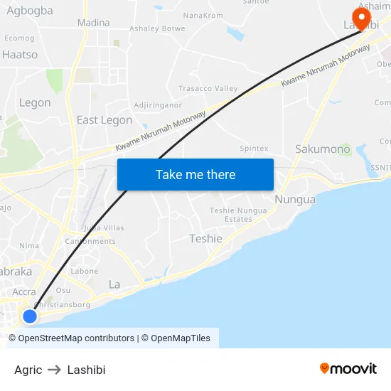 Agric to Lashibi map