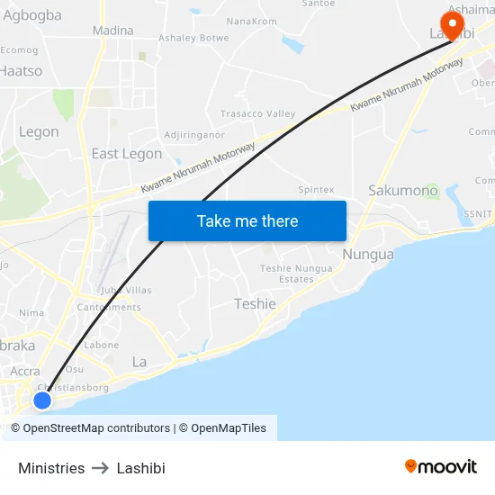 Ministries to Lashibi map