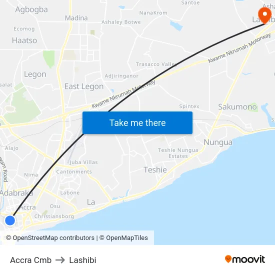 Accra Cmb to Lashibi map