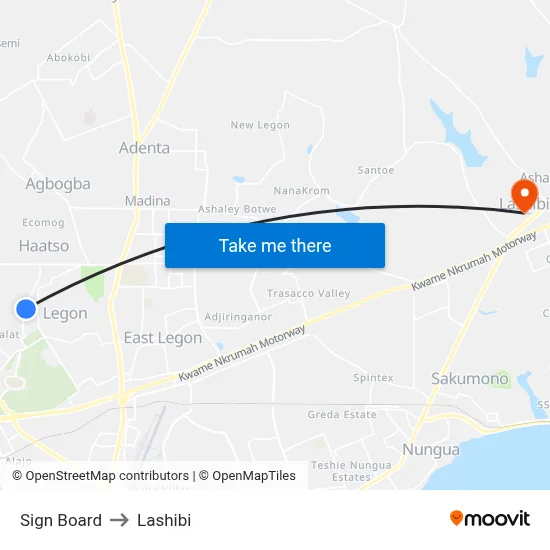 Sign Board to Lashibi map