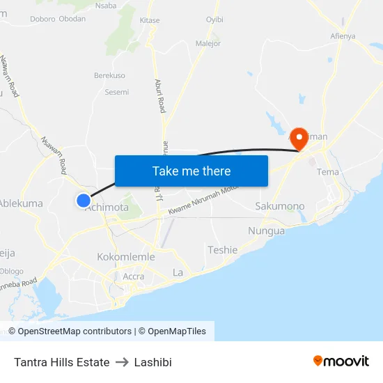 Tantra Hills Estate to Lashibi map