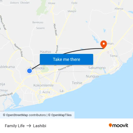 Family Life to Lashibi map