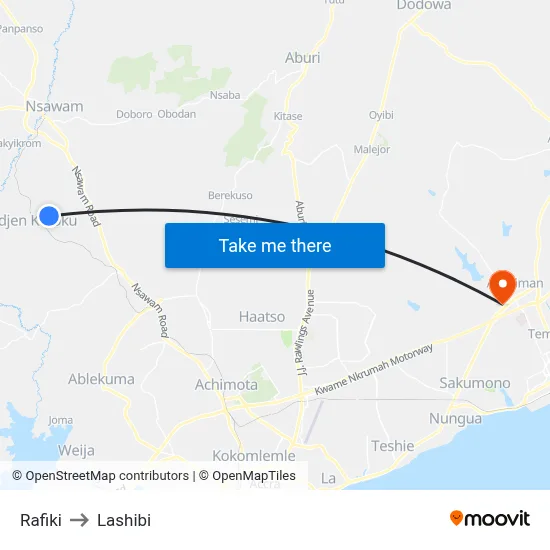 Rafiki to Lashibi map
