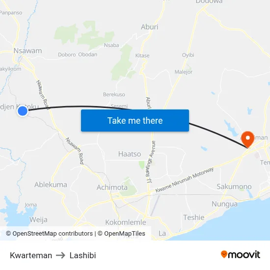 Kwarteman to Lashibi map