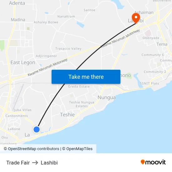 Trade Fair to Lashibi map