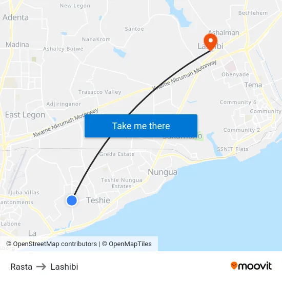Rasta to Lashibi map