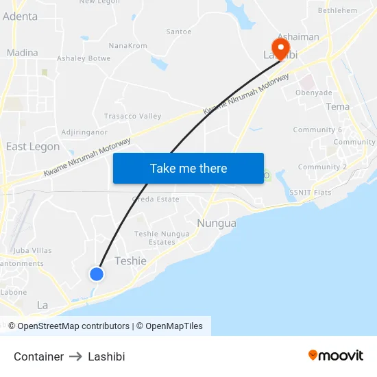 Container to Lashibi map