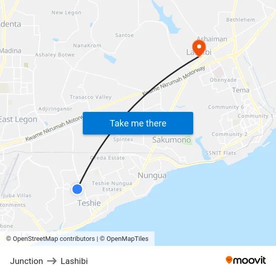 Junction to Lashibi map