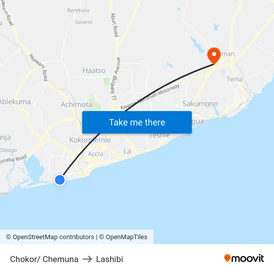 Chokor/ Chemuna to Lashibi map