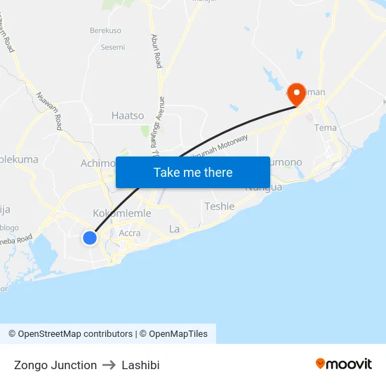 Zongo Junction to Lashibi map