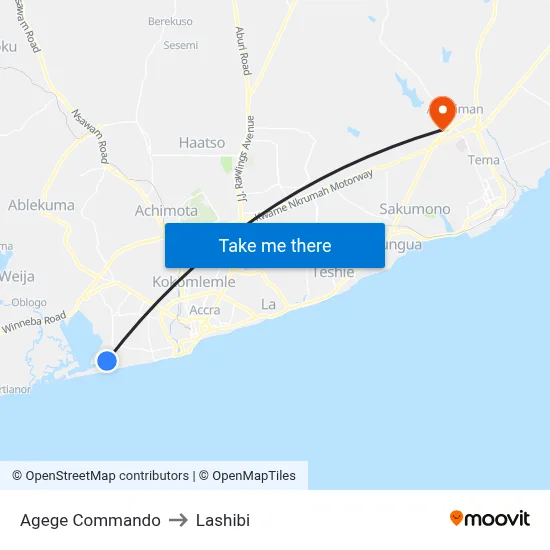 Agege Commando to Lashibi map
