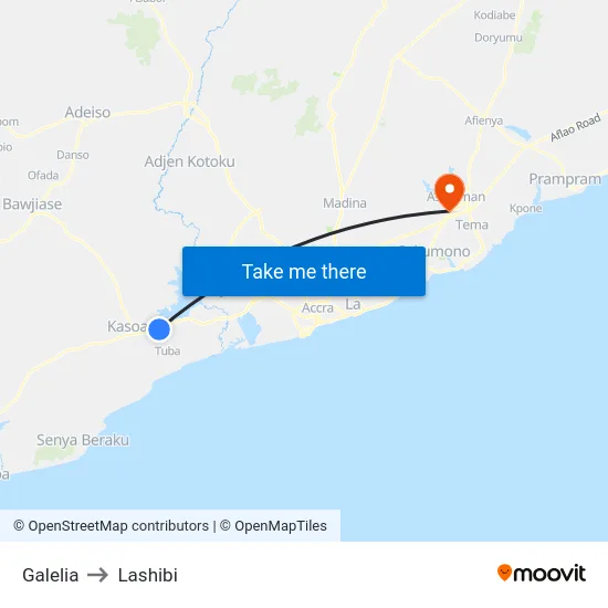 Galelia to Lashibi map