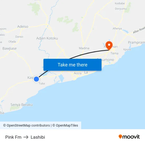 Pink Fm to Lashibi map