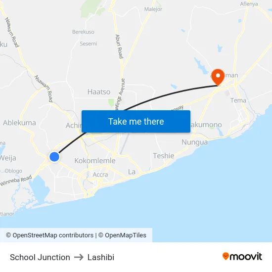 School Junction to Lashibi map