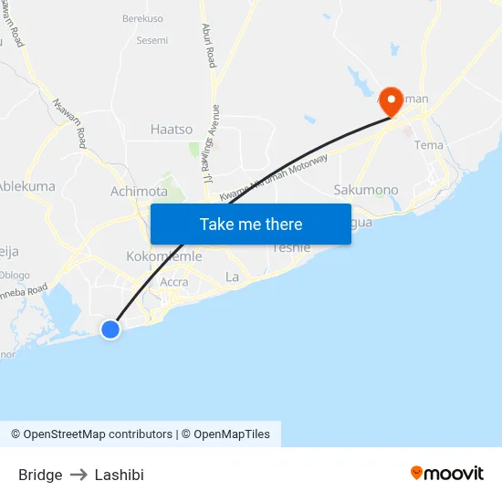 Bridge to Lashibi map