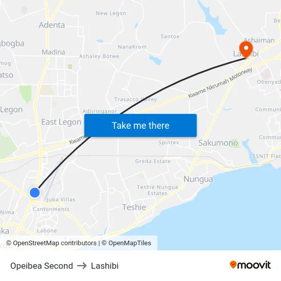 Opeibea Second to Lashibi map
