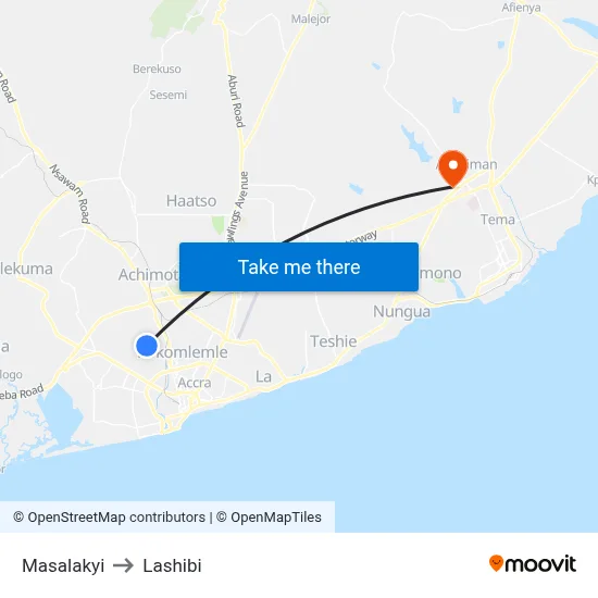 Masalakyi to Lashibi map